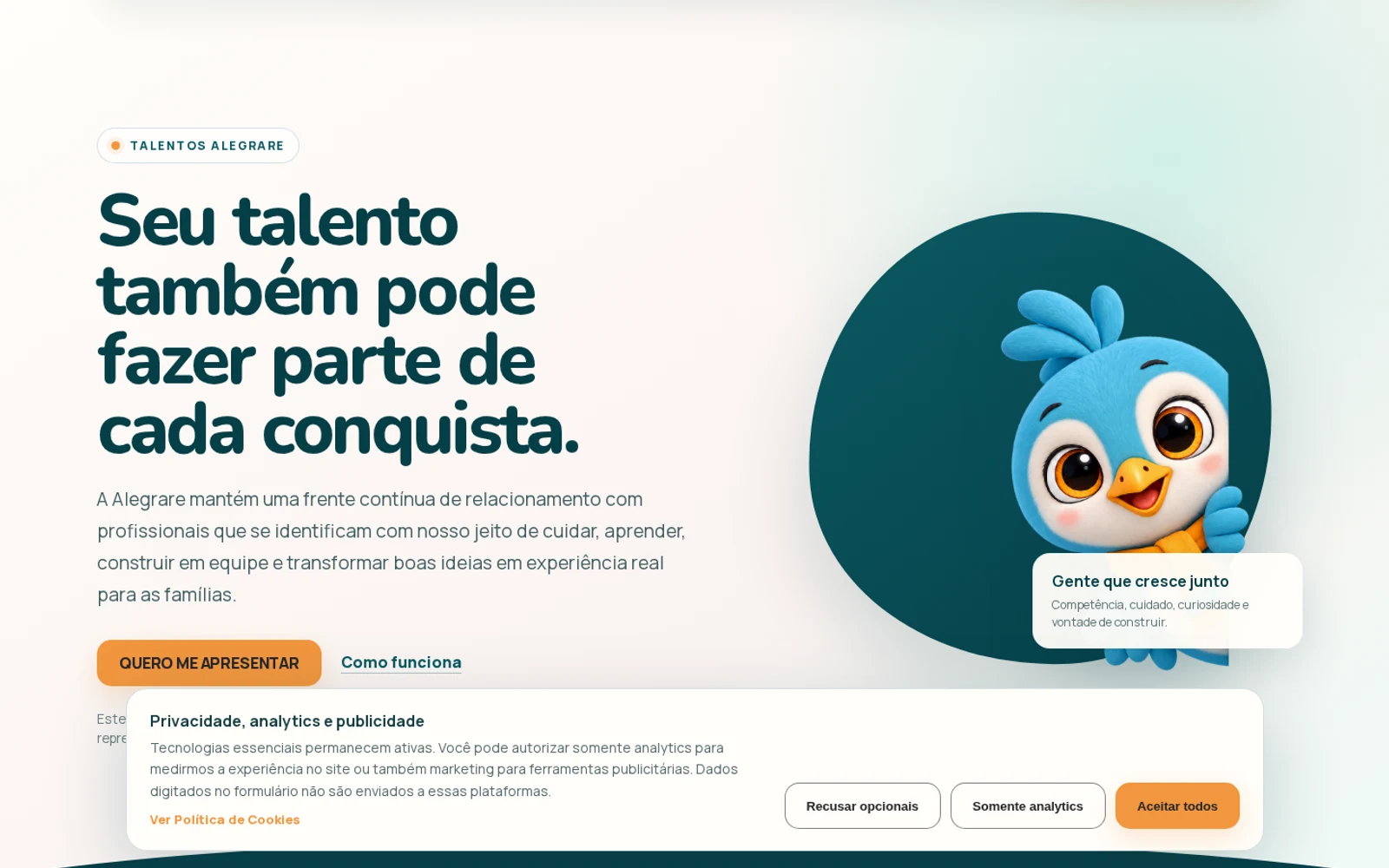 Evidência real do programa contínuo de talentos da Alegrare